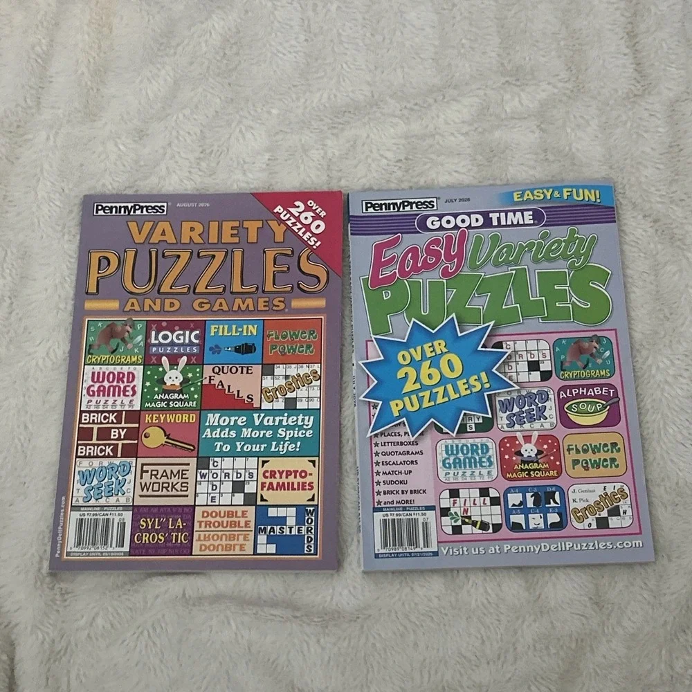 Penny Press Puzzle Books Lot Of  Easy Variety And Variety Games  2 Pack